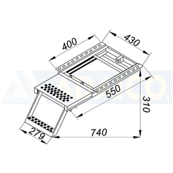 Escada para Reboque 540 x 430 x 310 mm Zincado 1 degrau - 0106001