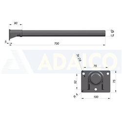 Suporte Guarda Lamas C/base Guarda Lamas 42ø c/base 700 mm - 0112008